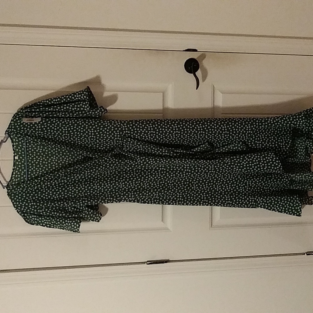 EUC green with flowers size xl long mock wrap front